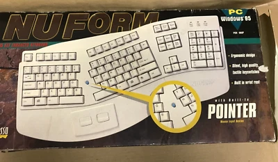 Adesso Pck-302p Ergonomic Split Computer Keyboard W/ Built In Mouse At + Serial - Image 1 of 4