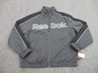 Chaqueta Reebok Para Hombre Adulto Extra Grande Gris Exterior Bolsillos Cremallera Completa Logo Abrigo Foto 1 de 4
