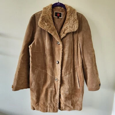 Abrigo Chaqueta De Colección Años 70 Galería Patchwork Gamuza Cuero Castaño Marrón Imitación Piel S Foto 1 de 4