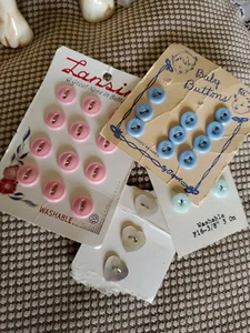 Vntg Sewing Notions Carded Baby Buttons 1/4" dia etc Elegant & Lansing 1940's - Picture 1 of 6