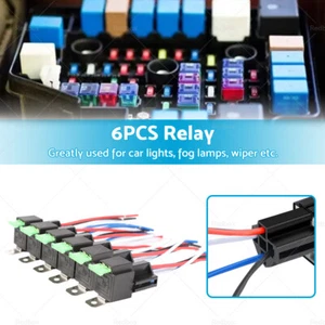 6PCS 30AMP 12V Relay 4 PIN Automotive 30A Normally Open Contact Fused + 30A Fuse - Picture 1 of 9