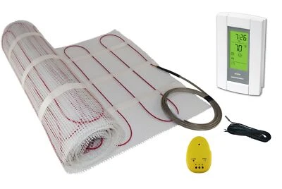 Electric Tile Radiant Warm Floor Heat Heated Kit, Mat with Prog Thermostat 120 V - Image 1 of 4