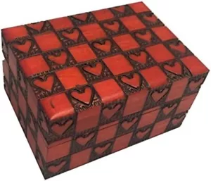 MINI HEARTS BOX Handmade Wood Jewelry Ring Box Wedding Engagement Love Keepsake - Picture 1 of 5
