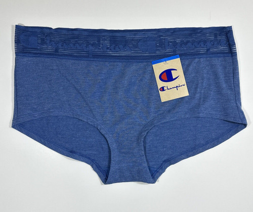CHAMPION BoyShort mutandine donna XL ampio logo pizzo vita blu navy tencel nuove con etichette