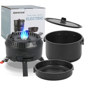 Gaskocher Campingkocher Set mit Topf und Pfannen, 2 in1 Elektro & Gaskocher - Bild 1 von 12