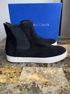 Stuart Weitzman Krissa High Top Leather Slip-On Sneaker Black Women's size 9M - Picture 1 of 8