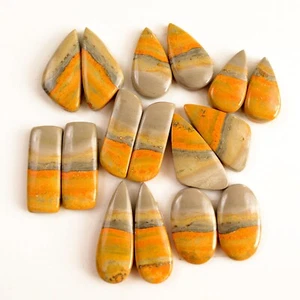 8 Pair 208 Cts Natural Bumble Bee Jasper Gemstone Pairs Lot 31x11-22x11mm#13430 - Picture 1 of 8