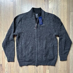 NWT Pendleton Gray Shetland 100% Wool FULL-ZIP Sweater Jacket Men's SZ Medium - Picture 1 of 12