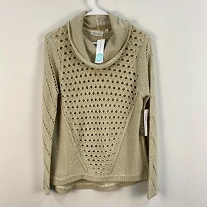 RD Style Womens Small Sweater Beige Cream L/S Pullover Cowl Neck Top OSA04 - Picture 1 of 8