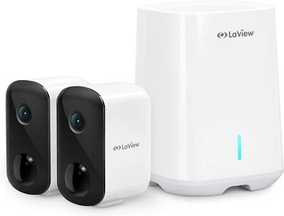 2Pk LaView 3MP Wireless Camera Home Security 2K Battery Powered Wifi NightVision - Image 1 of 4