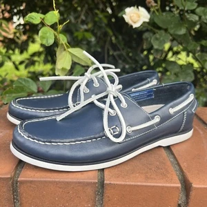 Rockport Boat Shoes Women’s US 6 M Blue Leather Adiprene By Adidas Deck Loafers - Picture 1 of 11