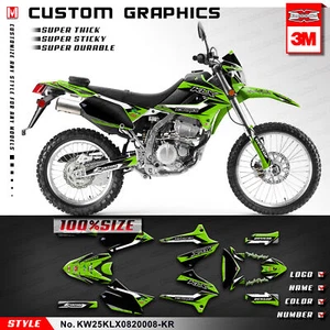 Kungfu Graphics Custom Sticker Set Vinyl Wrap for KLX250S 2008-2022 Green Black - Picture 1 of 21