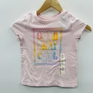 Cat & Jack Girls Size XS 4/5 Short Sleeve Good Okay Cool Graphic T-shirt 2379 - Picture 1 of 5