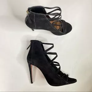 Aquazzura Black Electric Cage Suede Heels Size 39 - Picture 1 of 9