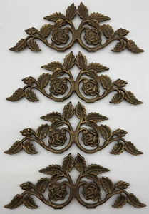 (4) Vintage Cast Iron Rose Plaques, Toppers, Old World, Tuscan, Kitchen Decor - Picture 1 of 7