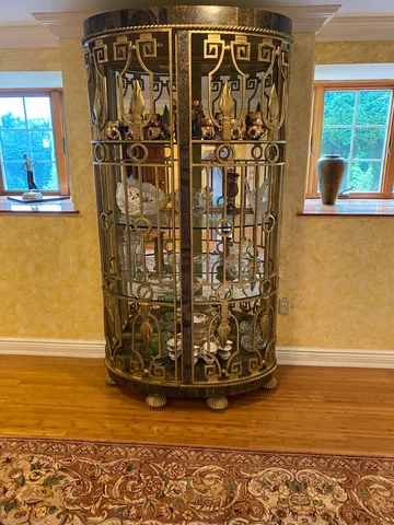 Anique Gold  IRON with STONE Inlay CURIO  Cabinet in superb condition Cover