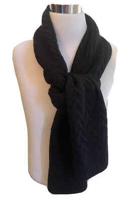 Bufanda tejida silenciador Frye negra tejida con cable unisex talla única NUEVO Foto 1 de 4