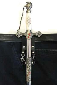 KNIGHT TEMPLAR MASONIC BELT SWORD SCABBARD HOLDER (BELT SCABBARD ONLY) - Picture 1 of 4