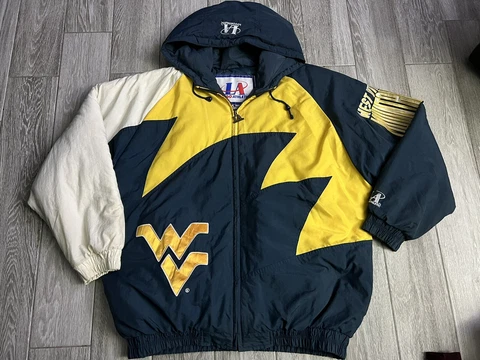 Logo Athletic Shark Tooth West Virginia Mountaineers Vintage NCAA Jacket Sz XL Cover