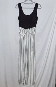 As U Wish Black and White Jumpsuit Striped Paperbag Womens Medium Dressy Romper - Picture 1 of 7
