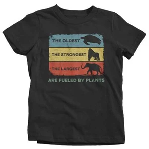 Kids Plant Based Shirt Vegan T Shirt Largest Strongest Oldest Fueled By Plants V - Picture 1 of 19
