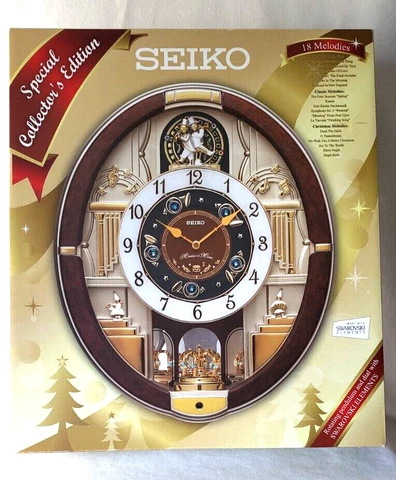 NIB SEIKO Collector Edition Melodies In Motion wall clock QXM487BR Swarovski Cover
