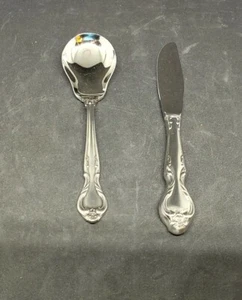Lyon International QUEEN’S FANCY 18/8 Stainless Sugar Spoon & Butter Knife Korea - Picture 1 of 4