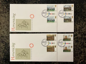 United Kingdom 1979 - Horseracing FDC x 4 stamps pairs set Epsom, Surrey - Picture 1 of 1