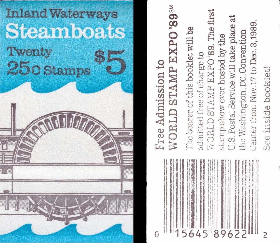 US Inland Waterways Steamboats 25c Stamp Scott #BK166 - Image 1 of 1