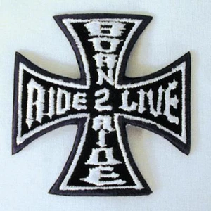 PARCHE BORDADO RIDE TOO LIVE IRON CROSS P173 Parches CHAQUETA MOTOCICLISTA IRONON - Imagen 1 de 1