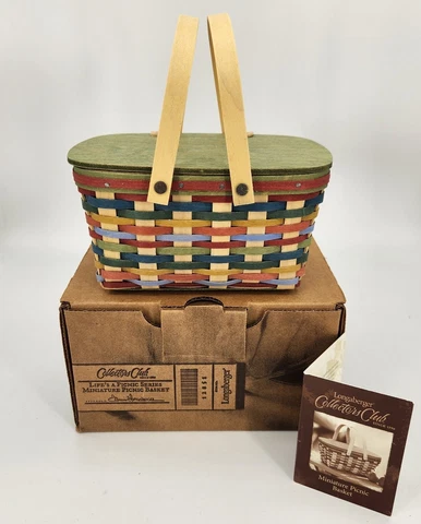Longaberger Collectors Club Life's a Picnic Mini Picnic Basket+Box~New~1st Ed Cover