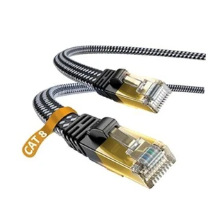 Cat 8 Ethernet Cable, DanYee Nylon Braided 10ft High Speed Network 10FT Black - Picture 1 of 7