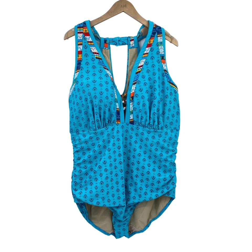 Traje de baño Lane Bryant Cacique de una pieza talla 44DD con aros boho crucero Foto 1 de 4