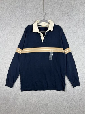 NUEVO CON ETIQUETAS Camisa Polo De Colección St Johns Bay Para Hombres L Rayas Azules Rugby Universitario Preppy Y2K Foto 1 de 4