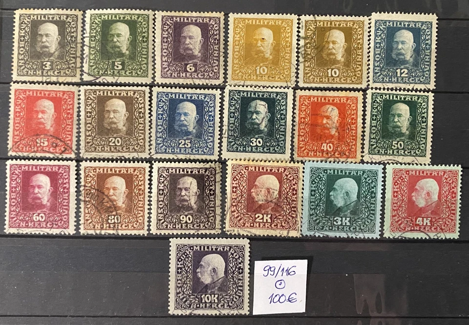 Austria/Bosnia - 1916 - Michel 99/116 - Gest. - 100 euros - Imagen 1 de 1