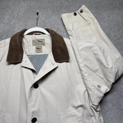 L.L. Bean бежевый сарая Chore куртка мужская XL вельветовый воротник 90-х Workwear хлопок - Изображение 1 из 4