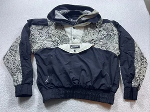 Zubaz Vintage Herren L Windbreaker Pullover schwarz Snakeprint siehe Beschreibung - Bild 1 von 18