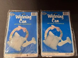 2 Vtg White Beistle Watering Can Art Tissue Honeycomb Centerpieces SEALED NEW - Picture 1 of 4