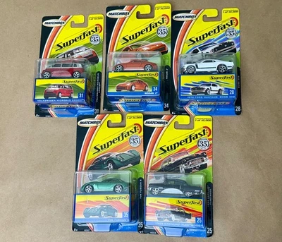 Five Matchbox Superfast 35 Years edition - VW, Tuscan, Nissan, Ford, Cadillac - Image 1 of 4