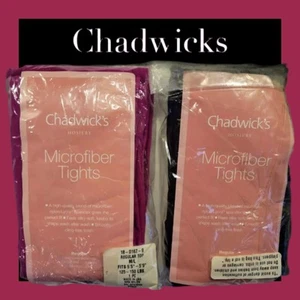 CHADWICKS TIGHTS 2 Pair Pink & Espresso (Brown) MED/LARGE Regular Top MICROFIBER - Picture 1 of 6