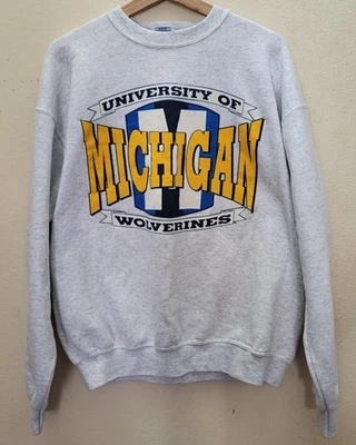 Vintage NCAA University of Michigan Wolverines Sweater Adult L Gray Made in USA - Image 1 of 4
