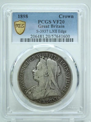 1898 Great Britain Crown S-3937 LXII Edge PCGS VF20 #1600 - Image 1 of 4
