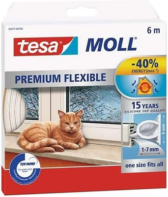 Tesamoll Premium Silikondichtung Isolieren SpaltenTransparent 6 m x 9 mm x 7 mm - Bild 1 von 4