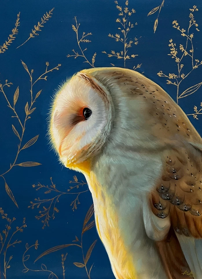 Оригинальная картина маслом 28,5 * 39,5 см сова - Изображение 1 из 4