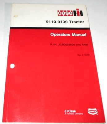 Case IH 9110 9130 Tractor Operators Manual (PIN JCB0003600&up) 9-15290 ORIGINAL! - Image 1 of 3