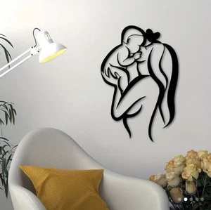 Metal Wall Decor Mother Holding Baby Mother’s Day Gift Decor Hanging - Picture 1 of 12