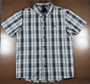 Oakley Mens Large Button Down Shirt Black Plaid Cotton Blend - Picture 1 of 3