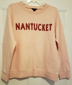 Ladies J. CREW Peach Long Slv NANTUCKET Sweatshirt, size M - Picture 1 of 1