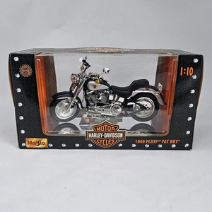 RARE  1:10 Scale  MAISTO Harley Davidson 1999 FLSTF Fat Boy Silver Black NIB - Picture 1 of 10