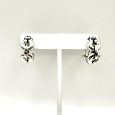 Lagos Caviar Silver Derby Buckle Earrings w/ Omega Backs - Image 1 of 4